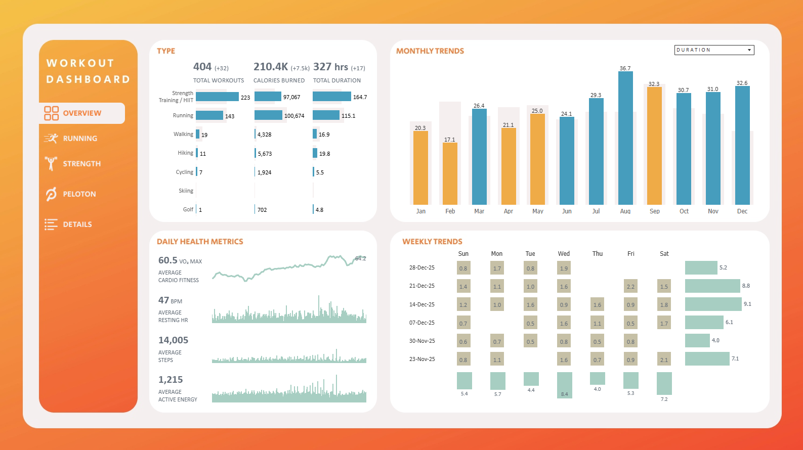 My Fitness Dashboard preview